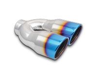 Vibrant Dual 3.5" Round Stainless Steel Tip with Burnt Blue Finish