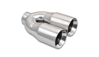 Vibrant Dual Dual 3.5" Round Stainless Steel Tips (Double Wall, Straight Cut)