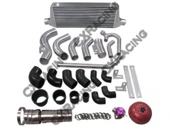 CXRacing Intercooler + Piping Kit + Turbo Intake Air Filter Kit + Radiator Hard Pipe Kit For Subaru BRZ/ Scion FRS with 2JZ-GTE Swap with Single Turbo Upgrade