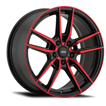 KONIG MYTH 17x8 5x100 ET43 GLOSS BLACK W/ RED TINTED CLEARCOAT
