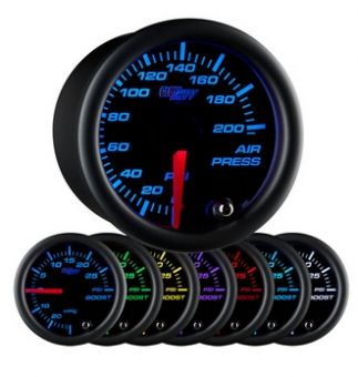Glowshift Black 7 Color 200 PSI Air Pressure Gauge