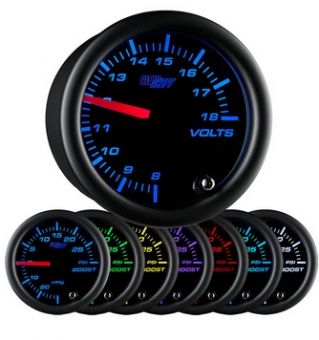 Glowshift Black 7 Color Volt Gauge
