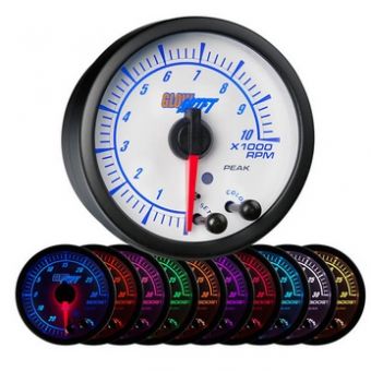 Glowshift White Elite 10 Color Tachometer Gauge