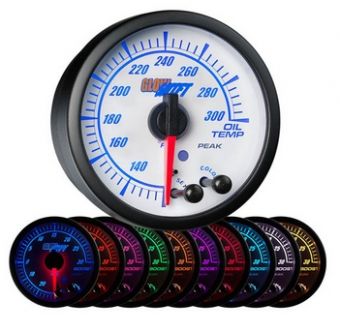Glowshift White Elite 10 Color Oil Temperature Gauge