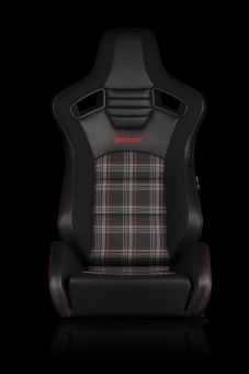 BRAUM ELITE-S SERIES SPORT SEATS - BLACK & RED PLAID (RED STITCHING) PAIR Universal