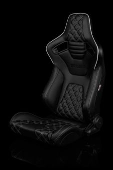 Braum Elite-X Series Racing Seats Diamond Edition White Piping Pair - Universal