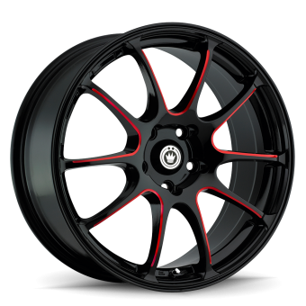 KONIG ILLUSION 17X7 5X100 ET40 Black/Ball Cut Red