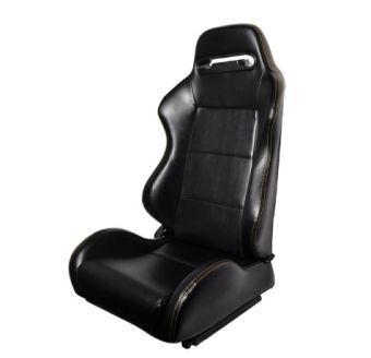 Ikon Motorsports Fit For Honda Accord PVC Black Pair Of Racing Seats Reclinable