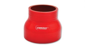 Vibrant 4 Ply Reinforced Silicone Transition Connector - 3in I.D. x 3.5in I.D. x 3in long (RED)