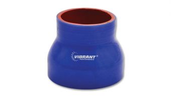 Vibrant 4 Ply Reinforced Silicone Transition Connector - 3in I.D. x 4in I.D. x 3in long (BLUE)